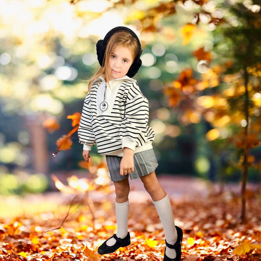 STRIPED HALF-ZIP SWEATER